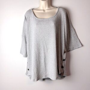 AUW Women's Gray Knit Short Sleeve Sweater Plus Size 2X